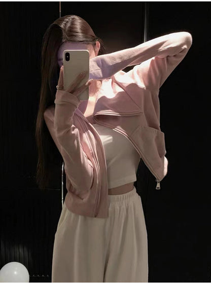 Women's Dark Style Oblique Zipper Turtleneck Cotton Brushed Sweater Coat - The Number 1 Things