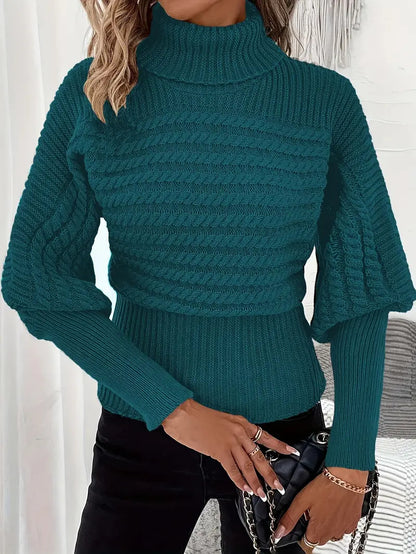 Women's Sweater Pullover High Neck Long Sleeves Knitwear
