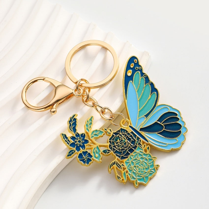 Creative Personality Brass Ancient Style Hollow Flower Butterfly Keychain Pendant - The Number 1 Things