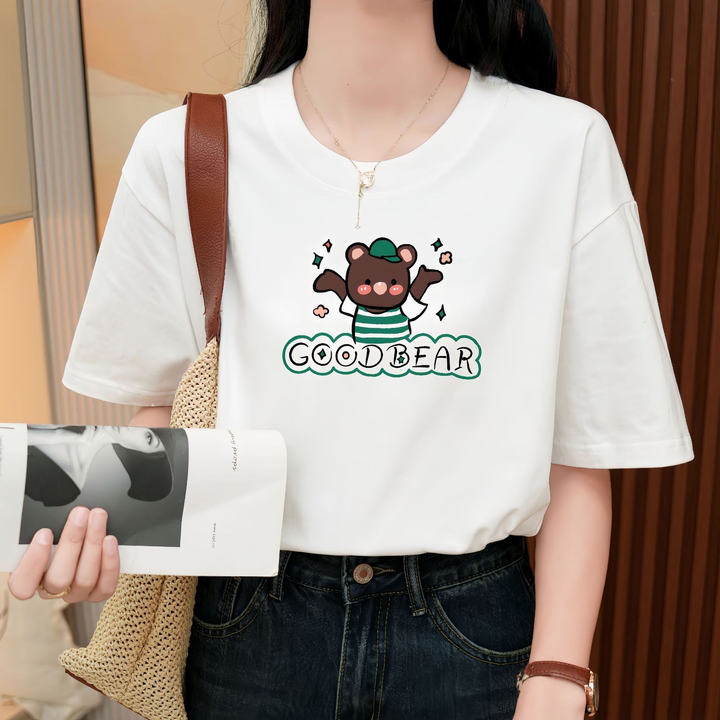 Heavy Pure Cotton Loose Short Sleeve T-shirt - The Number 1 Things