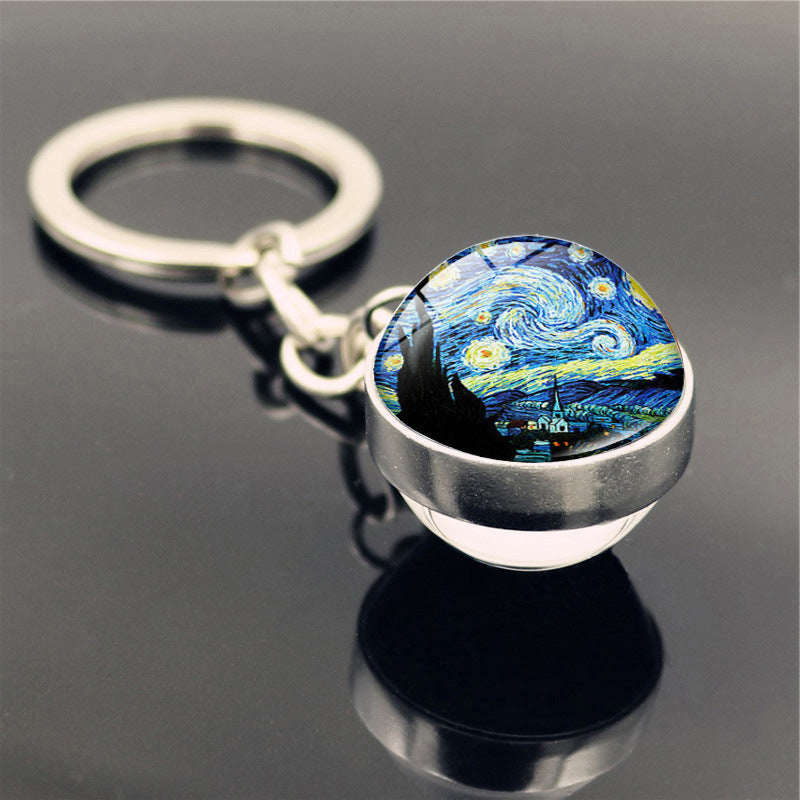 Van Gogh Starry Sunflower Keychain Pendant Creative Trinket - The Number 1 Things