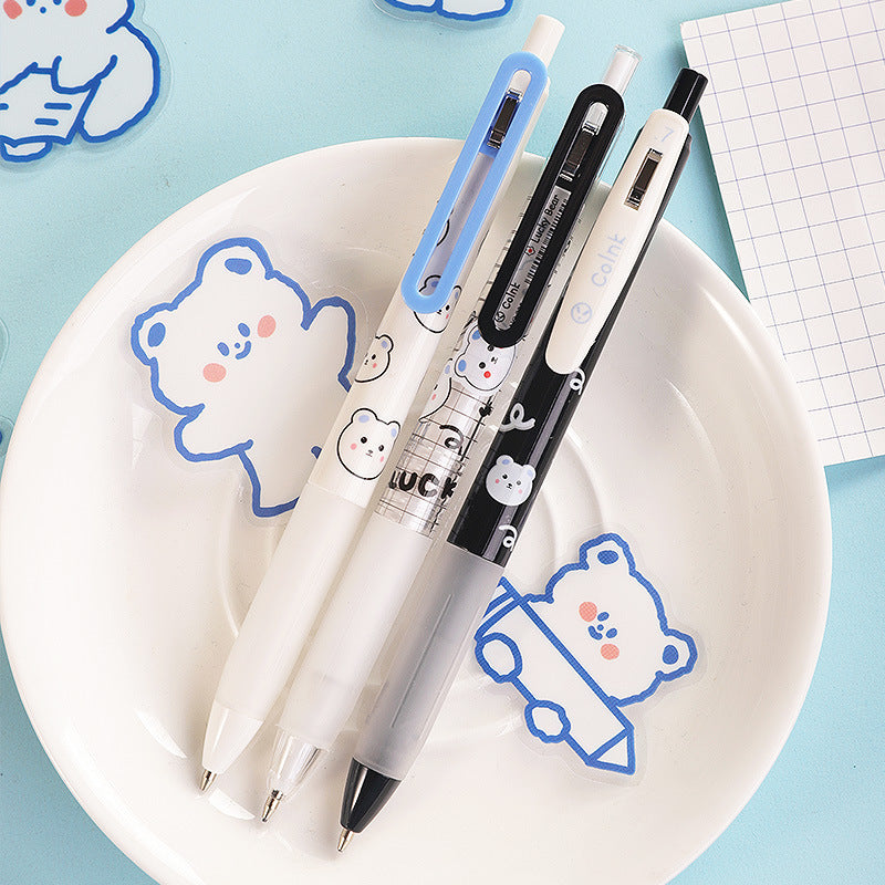 Lucky Bear Black Ink Pen Carbon Creative Full Needle Tube