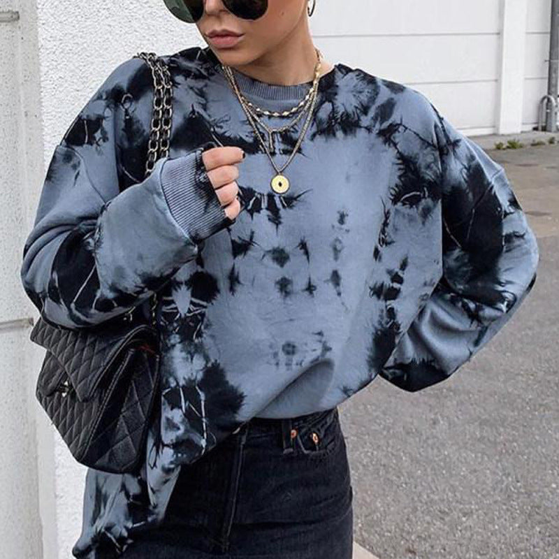 Pullover round neck tie-dye loose women's sweater - The Number 1 Things