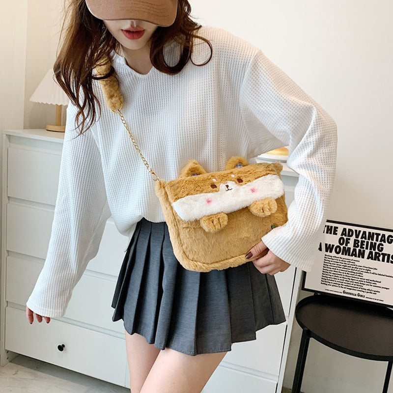 Cartoon Embroidered Plush Crossbody Bag - The Number 1 Things