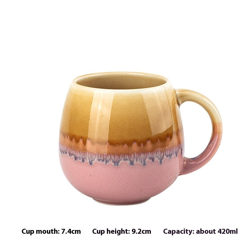 420ml Big Belly Mug Household Ceramic Water Cup Drinking Cup Girls Creative Kiln Baked Color Matching Tea Cup - The Number 1 Things