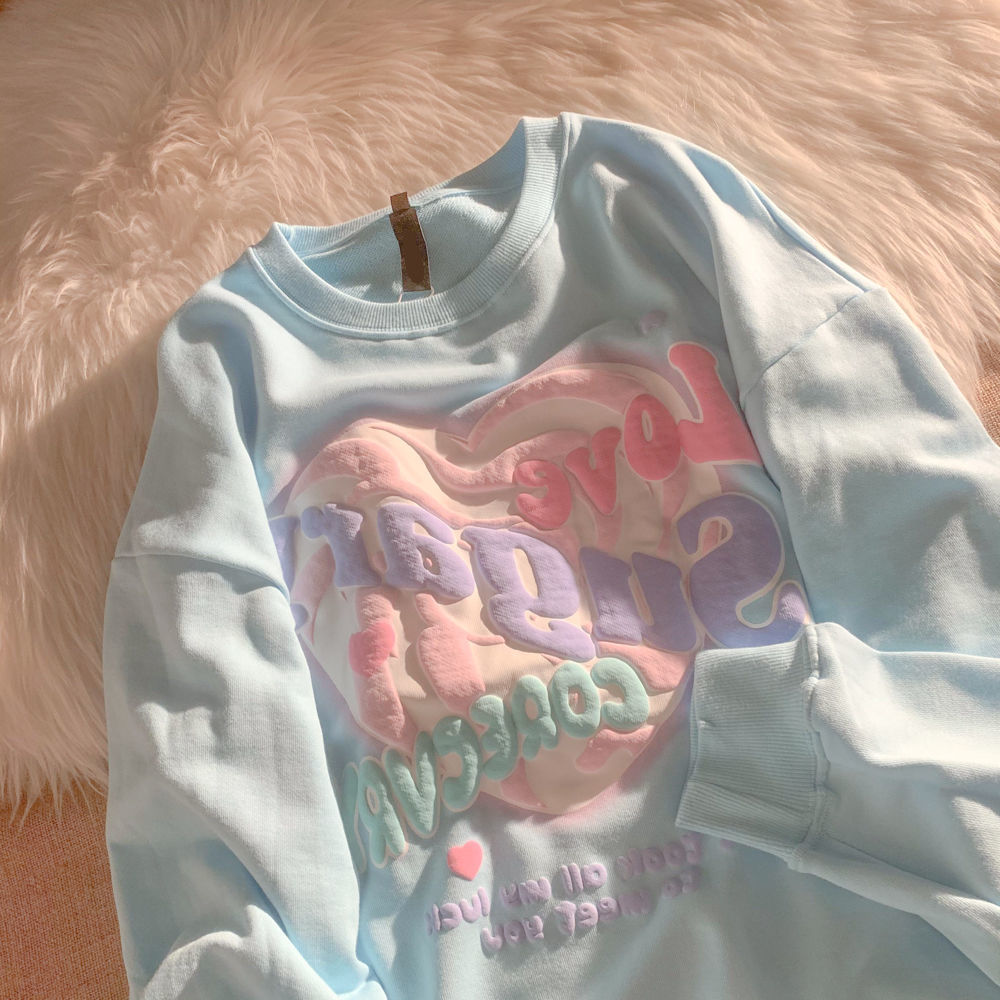 Women's Autumn Couple Loose Niche Design Love Foaming Sweater - The Number 1 Things