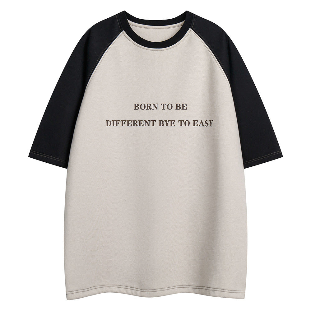 Color Matching Letter Print Short-sleeve T-shirt - The Number 1 Things