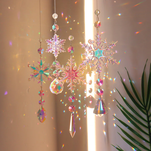 Christmas Colorful Snowflake Crystal Sun Catcher Ice Pillar Pendant Window Christmas Tree Decoration Party Pendant Christmas Decorations - The Number 1 Things