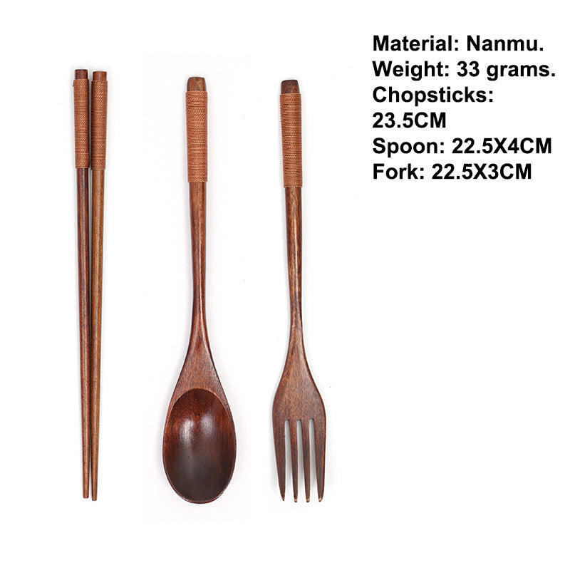 Cutlery 3PCS Fork Chopsticks Spoon Set Portable Tableware Chinese Wooden Utensils Sets Dinner Sets Long Handle Utensils With Fork Spoon Chopsticks - The Number 1 Things