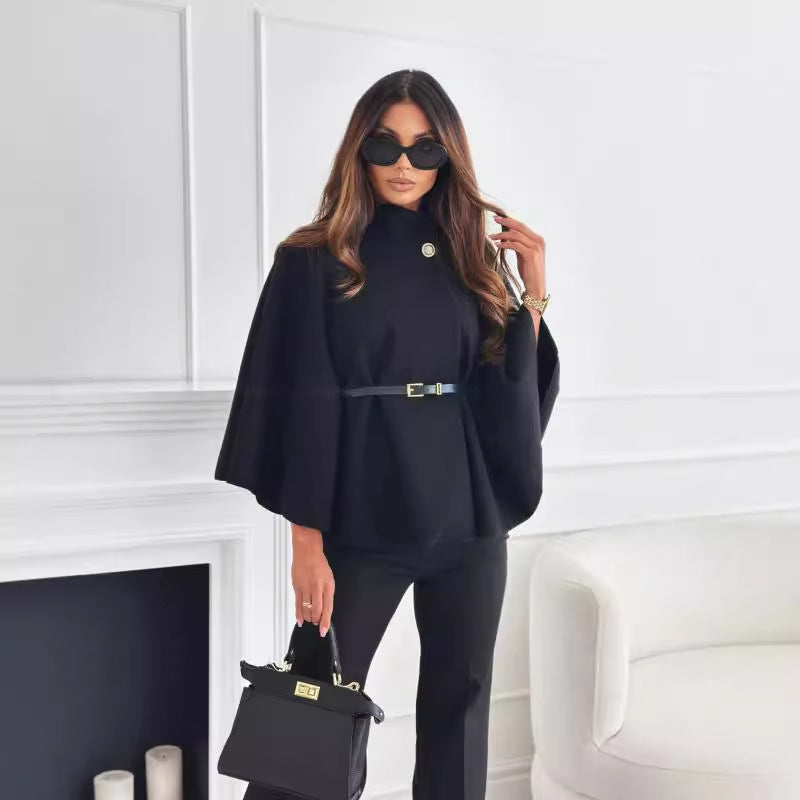 Batwing Sleeves Cloak Top With Belt Fashion Wears For Women - The Number 1 Things