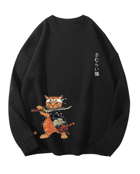 Japanese Style Large Cat Pattern Printed Round Neck Men And Women - The Number 1 Things