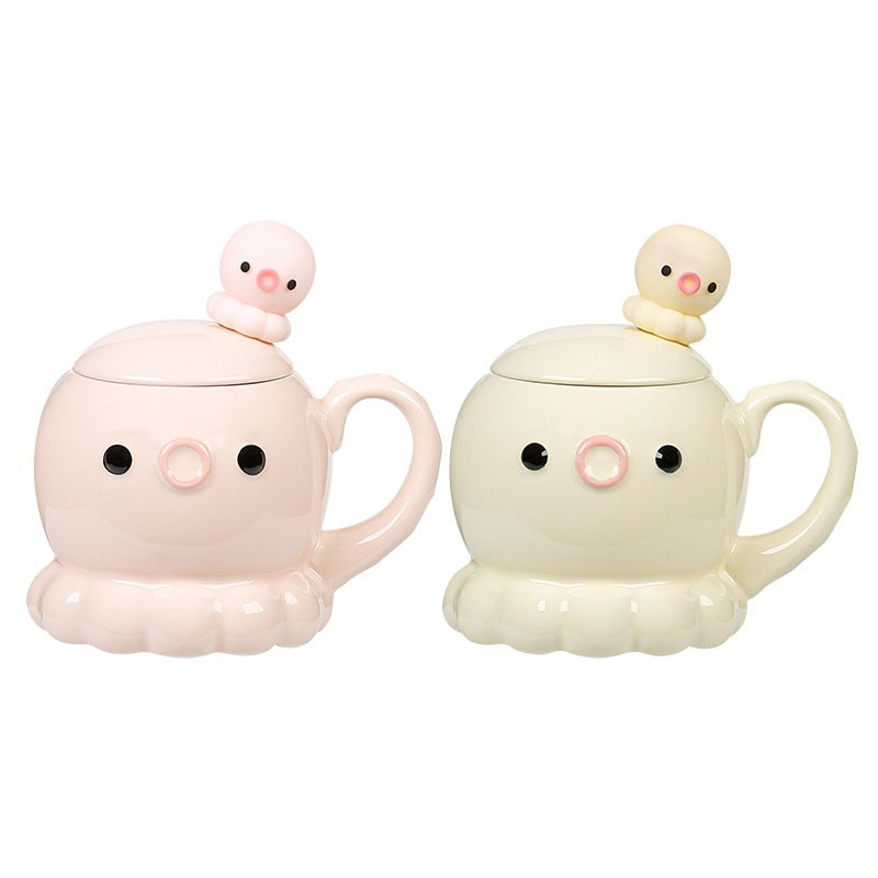 Adorkable Jellyfish Mug Ceramic Cup Children's Birthday Gift Coffee Cup With Cover Spoon Kitchen Gadgets - The Number 1 Things