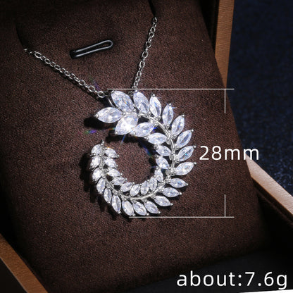 Simple And Versatile Micro-encrusted Zircon Leaf Necklace Clavicle Chain Women - The Number 1 Things