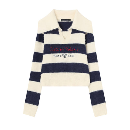 Striped Short Style Sweater Loose Korean Style Lazy Style - The Number 1 Things