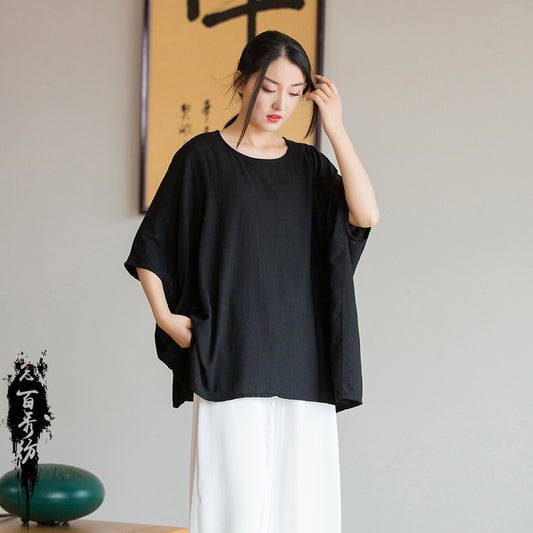 Light Literary Loose Bat Sleeve Women's Sunscreen T-shirt - The Number 1 Things