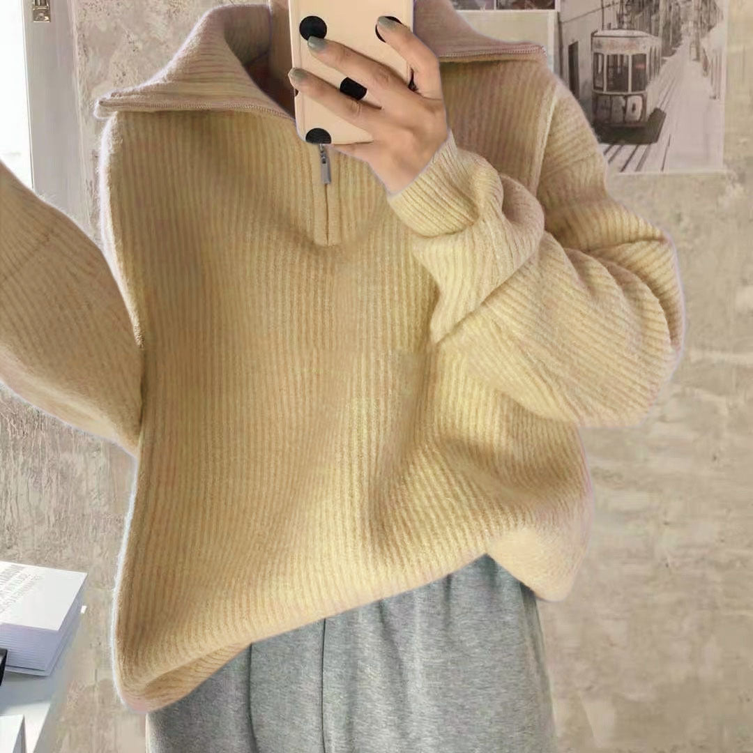Autumn And Winter Gentle Stand Collar Sweater Cardigan Coat Loose Women - The Number 1 Things