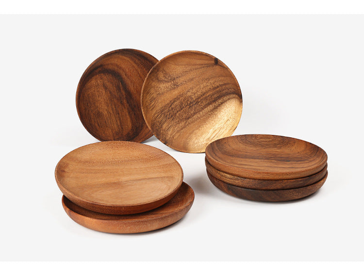 Walnut Japanese Round Tableware Wood Dish