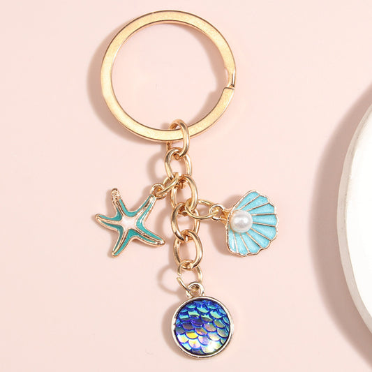 Creative Shell Starfish Mermaid Alloy Drip Keychain Pendant - The Number 1 Things