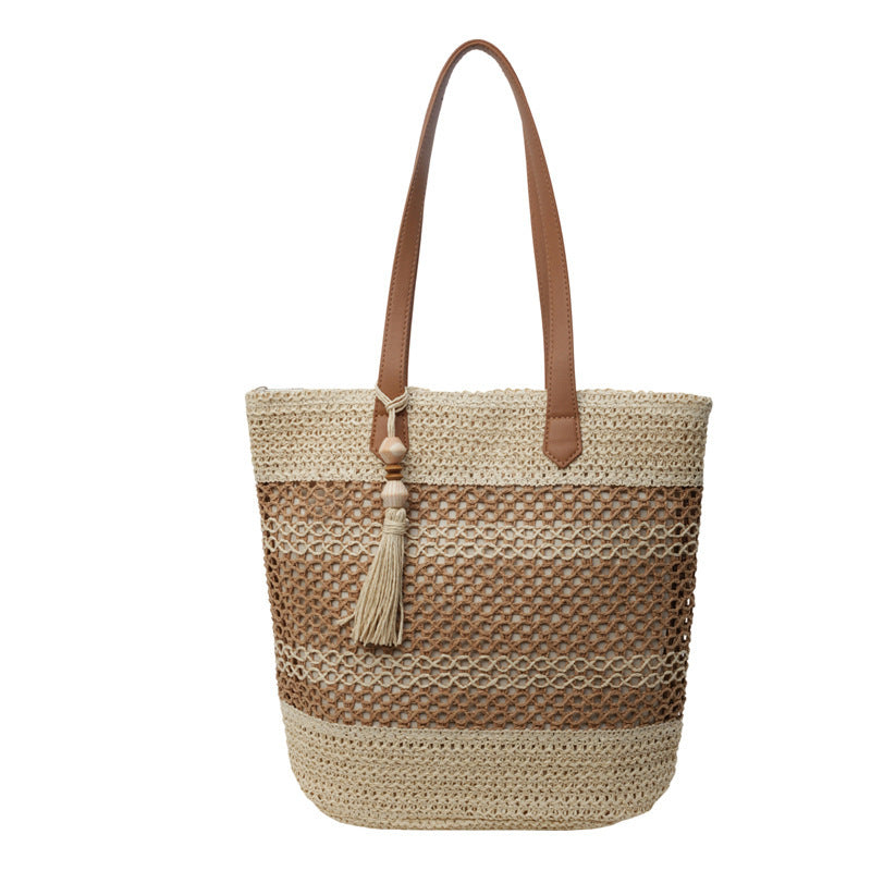 Summer Stripe Straw Sholder Bags With Tassel Pendant Fashion Large Capacity Seaside Vacation Beach Bags - The Number 1 Things