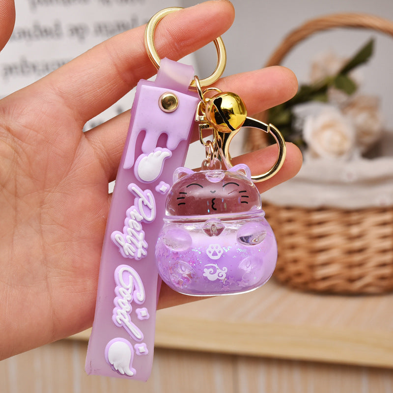 Cartoon Acrylic Floating Fortune Cat Keychain - The Number 1 Things