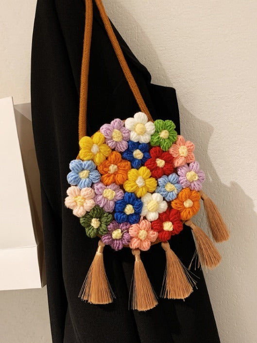 Ethnic Fluffy Bag For Women, 2025 New Fashion Trend, Floral Small Round Bag, Stylish And Versatile, Can Be Worn On One Shoulder Or Cross-body - The Number 1 Things