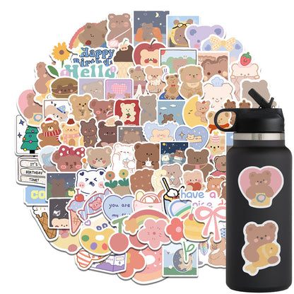 102 Cartoon Korean Bear Doodle Stickers