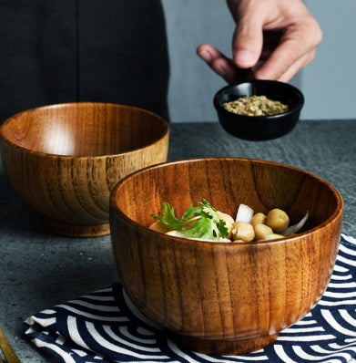 Wooden Bowl Japanese Style Wood Rice Soup Bowl Salad Bowl Food Container Large Small Bowl for Kids Tableware Wooden Utensils - The Number 1 Things