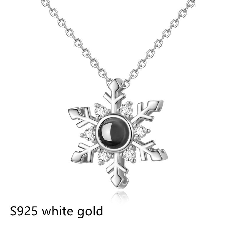 100 Kinds Of Memory I Love You Projection Snow Flower Necklace Women's Clavicle Chain - The Number 1 Things