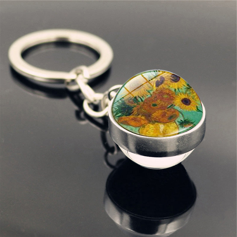 Van Gogh Starry Sunflower Keychain Pendant Creative Trinket - The Number 1 Things