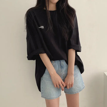 Mid-length Cotton Short-sleeved T-shirt For Women Summer