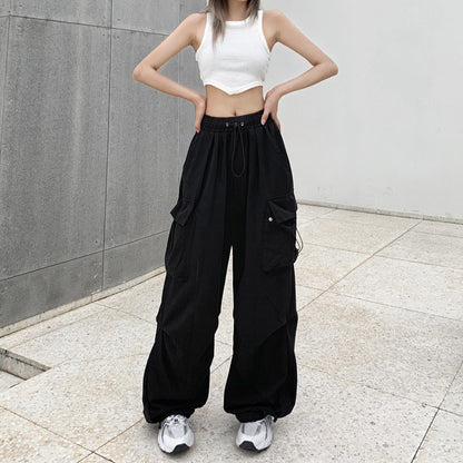 Ultra-thin Wide-leg Design Ankle-tied Dancing Trousers Summer