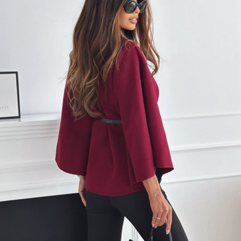Batwing Sleeves Cloak Top With Belt Fashion Wears For Women - The Number 1 Things
