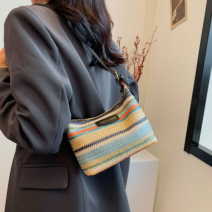 Fashion Color Contrast Woven Bag Women's Simple Shoulder Bag - The Number 1 Things