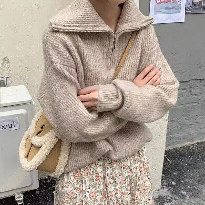 Autumn And Winter Gentle Stand Collar Sweater Cardigan Coat Loose Women - The Number 1 Things