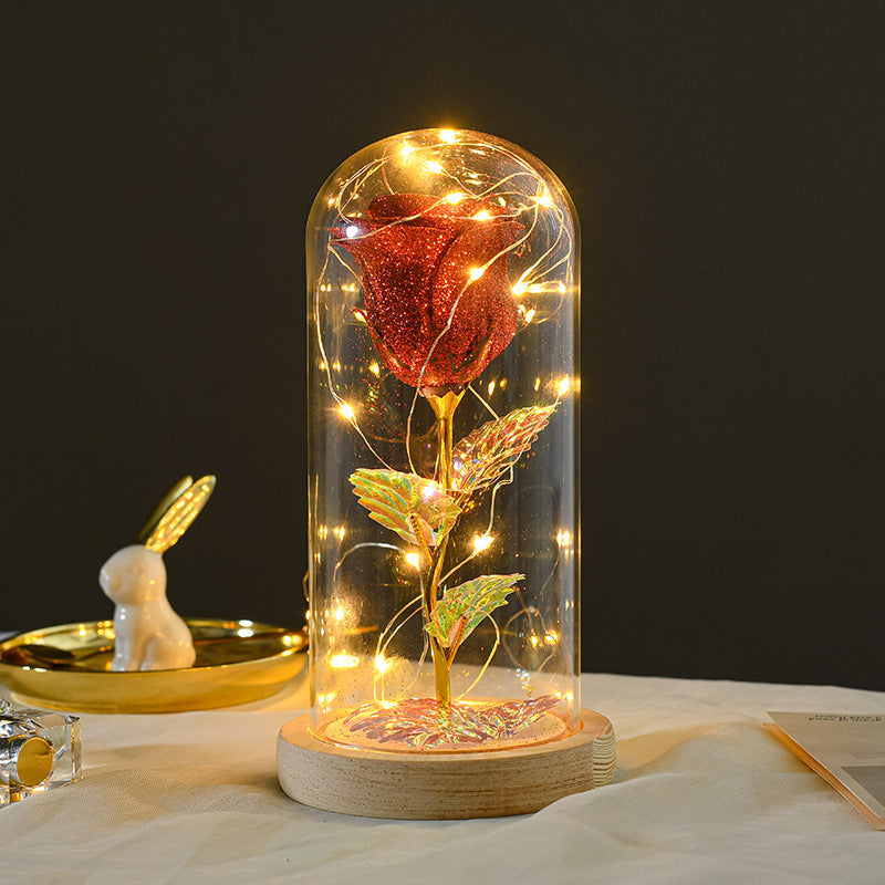 Eternal Rose Flowers LED Light In Glass Cover Best Gifts