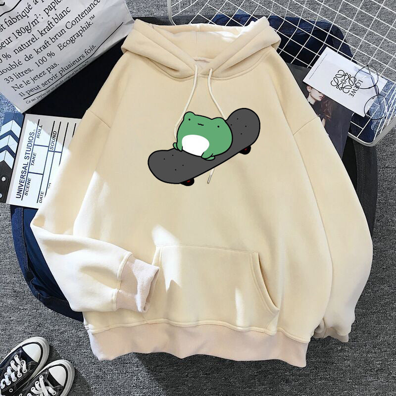 Skateboard Frog Long-sleeved Fleece Sweatshirt - The Number 1 Things