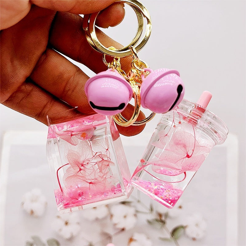 Creative Acrylic Dried Flower Oil Keychain Preserved Liquid Oil Quicksand Handbag - The Number 1 Things
