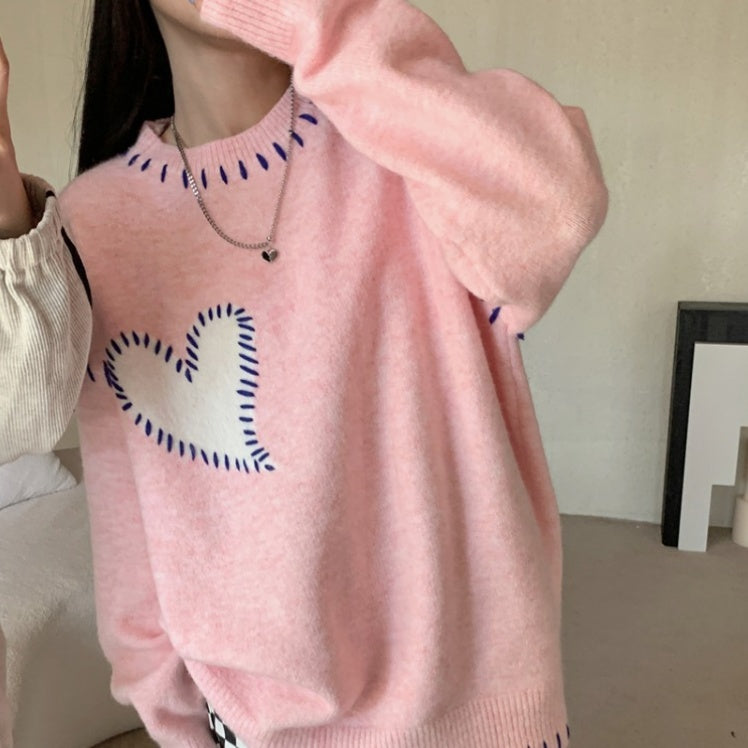 Casual Loose Women's Love Pullover Thick Sweater - The Number 1 Things