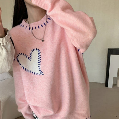 Casual Loose Women's Love Pullover Thick Sweater - The Number 1 Things