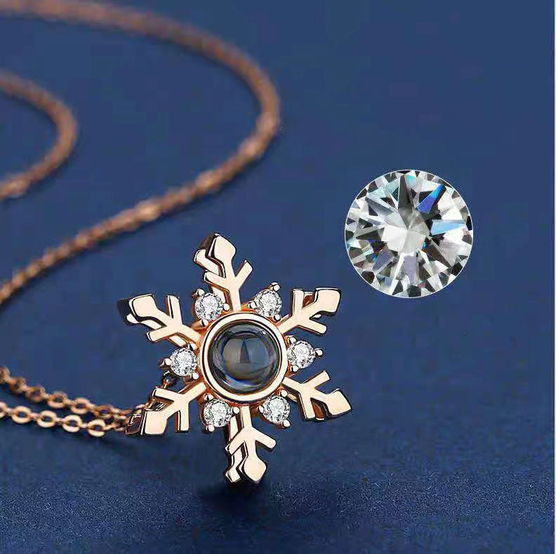 100 Kinds Of Memory I Love You Projection Snow Flower Necklace Women's Clavicle Chain - The Number 1 Things