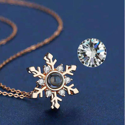 100 Kinds Of Memory I Love You Projection Snow Flower Necklace Women's Clavicle Chain - The Number 1 Things