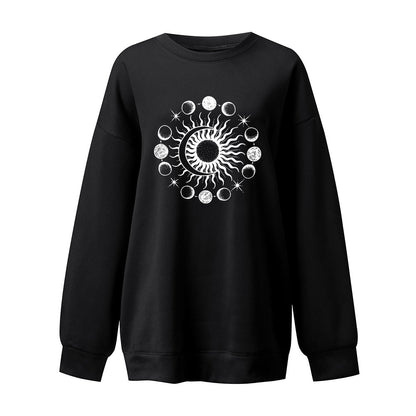 Starry Sky Sun And Moon Printing European And American Mysterious Third Eye Drop-shoulder Long-sleeve Sweater - The Number 1 Things