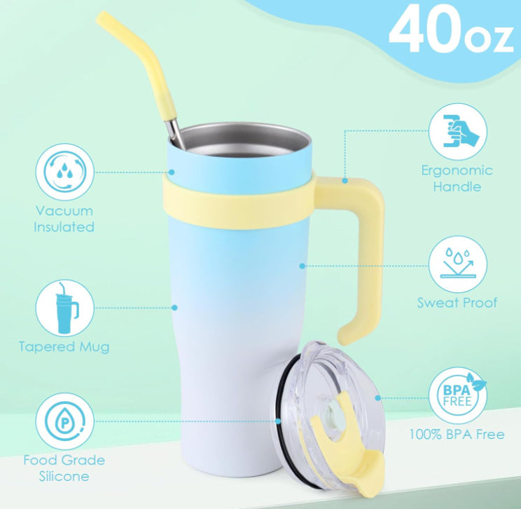 Ochapa 40 Oz Tumbler With Handle Straw Lid Insulated Vacuum Stainless Steel Travel Tapered Mug Gift Coffee Cup Holder Friendly Keep Cold Or Hot Sweat Proof Resuable - The Number 1 Things