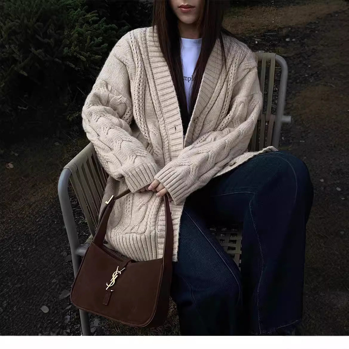 European And American Solid Color Cable-knit Sweater Knitted Cardigan Jacket - The Number 1 Things
