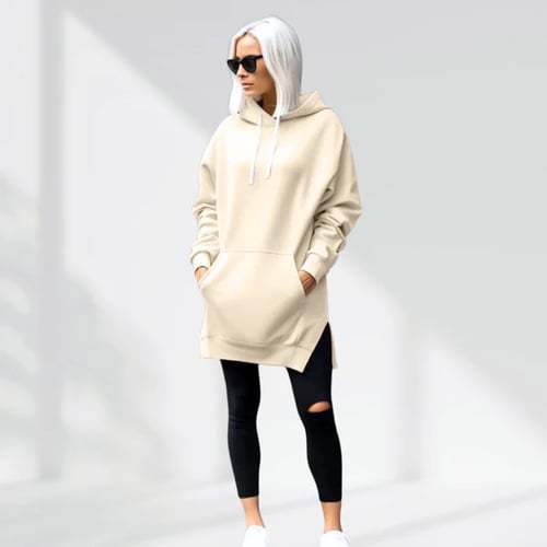 Solid Color Hooded Split Shoulder Sleeve Brushed Hoody - The Number 1 Things