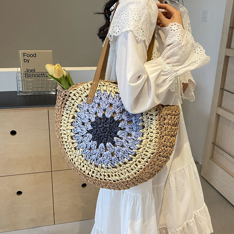 Color Crochet Round One Shoulder Straw Bag - The Number 1 Things
