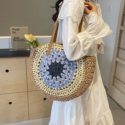 Color Crochet Round One Shoulder Straw Bag - The Number 1 Things