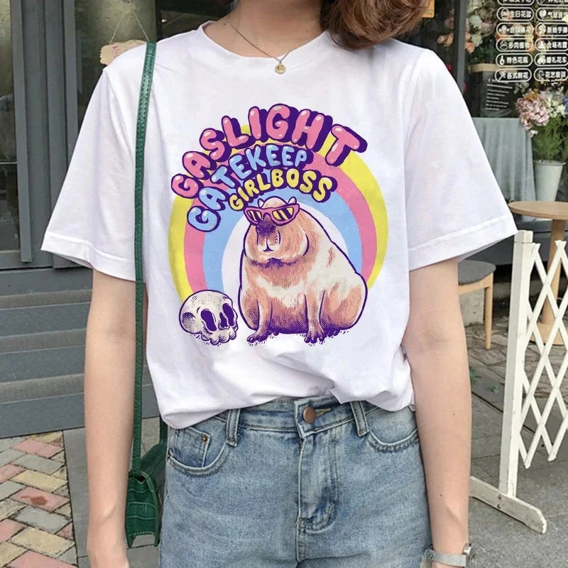 Cute Capybara Clothing Women Vintage Cartoon T-Shirt - The Number 1 Things