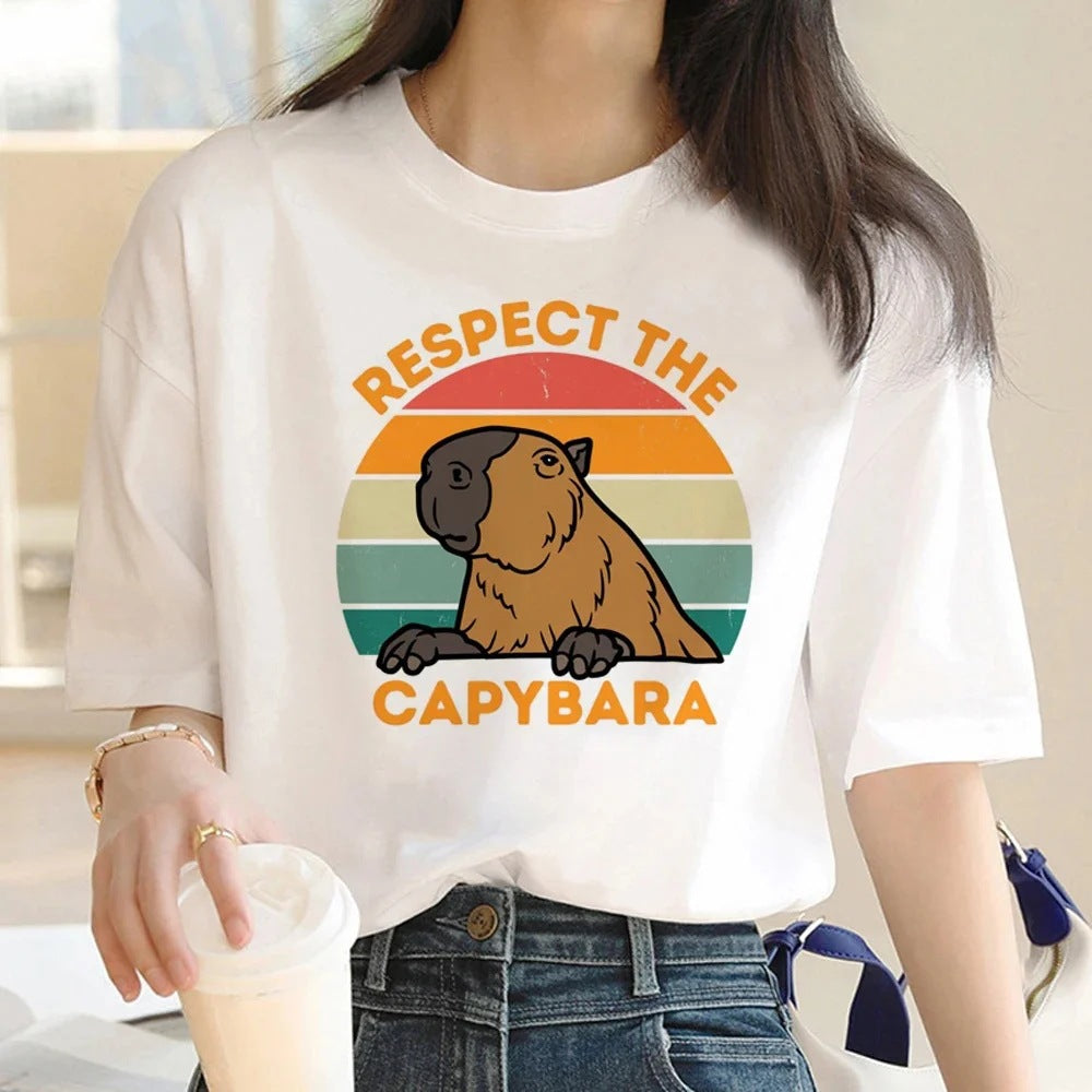 Cute Capybara Clothing Women Vintage Cartoon T-Shirt - The Number 1 Things