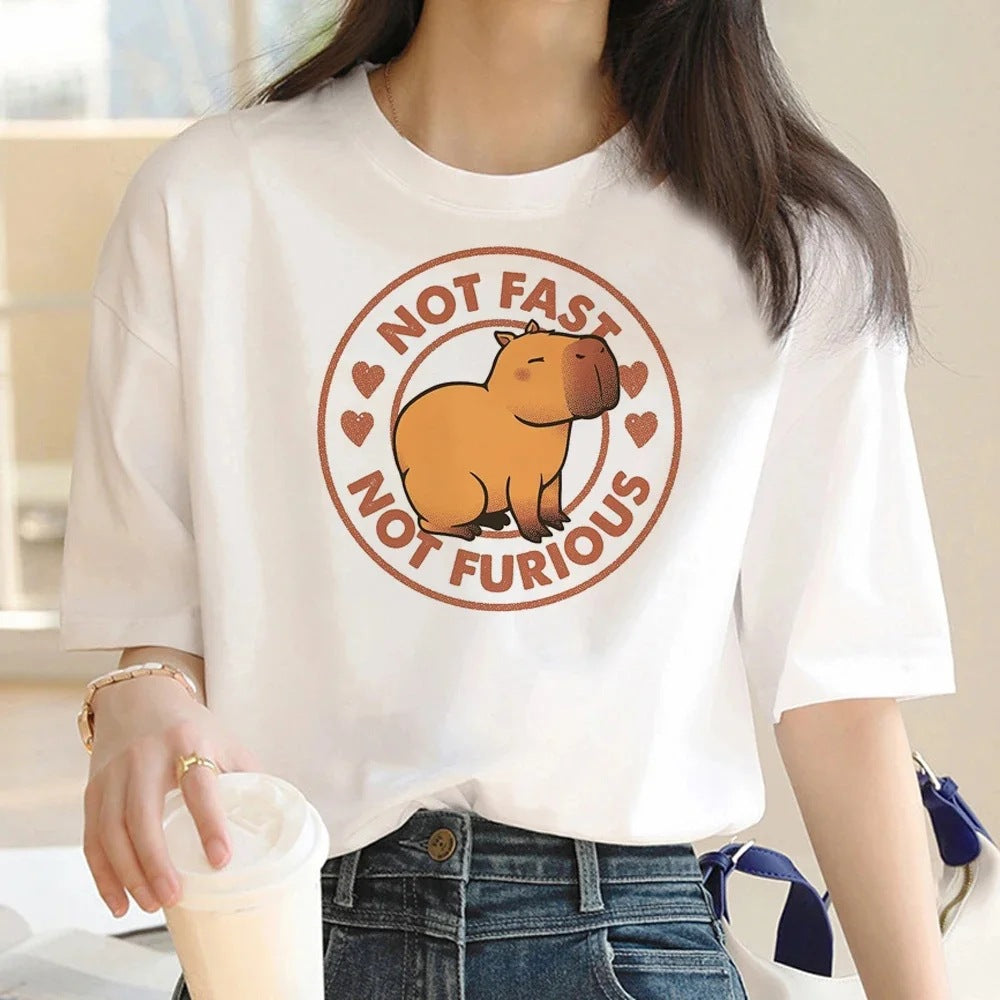 Cute Capybara Clothing Women Vintage Cartoon T-Shirt - The Number 1 Things